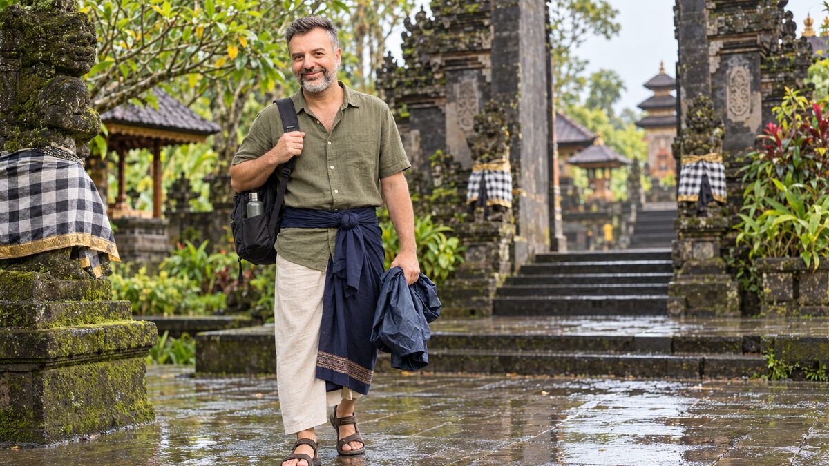 Temple-ready clothing and rain essentials for Bali