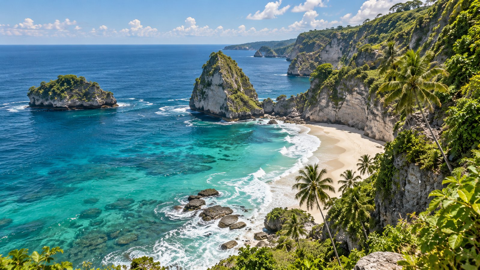 Sunny Bali coastal scenery during dry season
